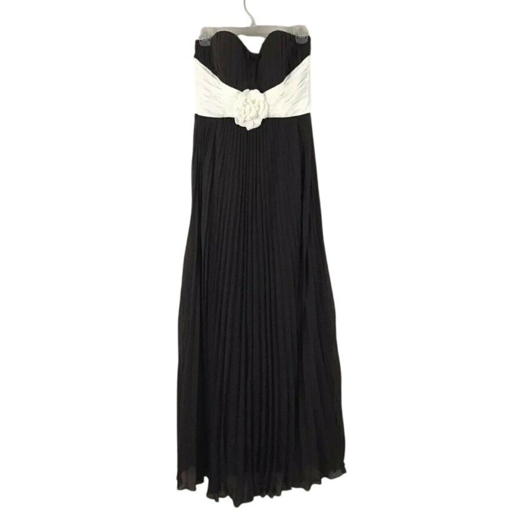 BariJay Size 12 Womens Dress Maxi Chiffon Brown Cream Pleated Floral Accent Prom